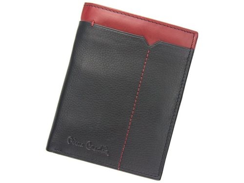 Pierre Cardin SAHARA TILAK14 326 fekete-piros férfi bőr pénztárca 9,8 x 13 cm