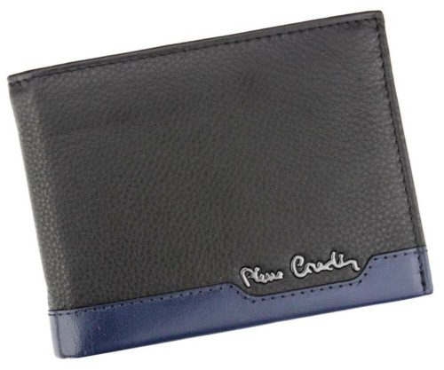 Pierre Cardin férfi bőr pénztárca, fekete-kék, RFID védelemmel, 12 × 9,5 cm