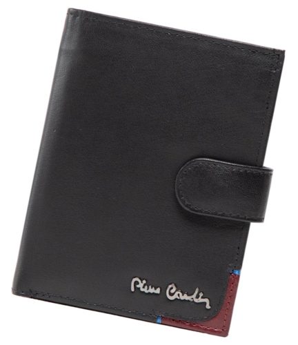 Pierre Cardin fekete férfi bőr pénztárca, RFID védelemmel, 12 × 9 cm