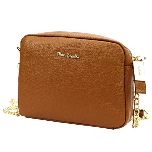 Pierre Cardin FRZ 1848  női barna bőr válltáska, oldaltáska, crossbody 21 x 17 x 10 cm