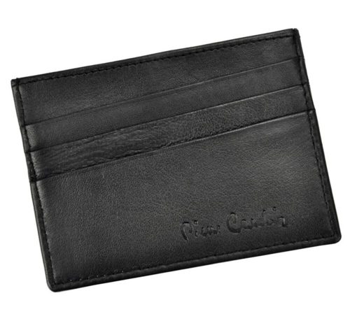 Pierre Cardin fekete bőr kártyatartó 10,8 × 8 cm 