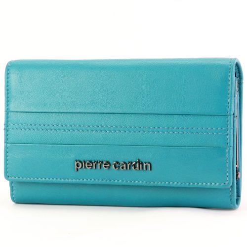 Pierre Cardin türkiz színű női bőr pénztárca 16 × 9,5 cm 