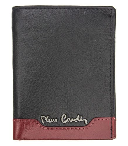 Pierre Cardin fekete-piros színű, férfi bőr pénztárca, RFID védelemmel, 8 × 10,5 cm 