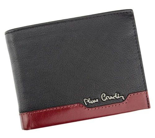 Pierre Cardin fekete-piros színű, férfi bőr pénztárca, RFID védelemmel, 12 × 9,5 cm 