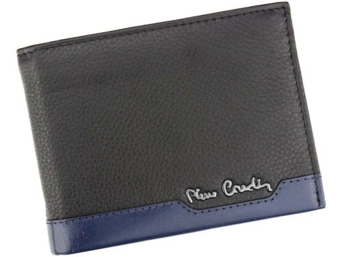 Pierre Cardin férfi bőr pénztárca, fekete-kék, RFID 12,5 × 9,5 cm