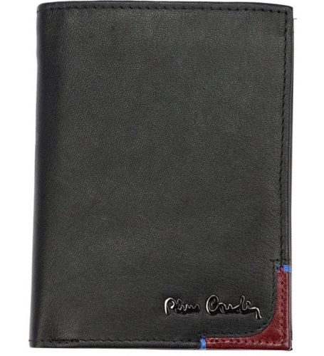 Pierre Cardin fekete-piros, férfi bőr pénztárca, RFID védelemmel, 9,5 × 13 cm 