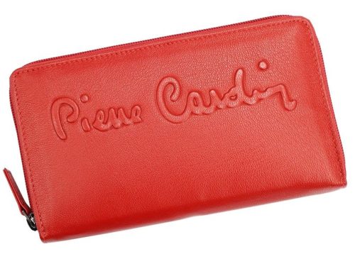 Pierre Cardin piros, női bőr pénztárca 19 × 11 cm 