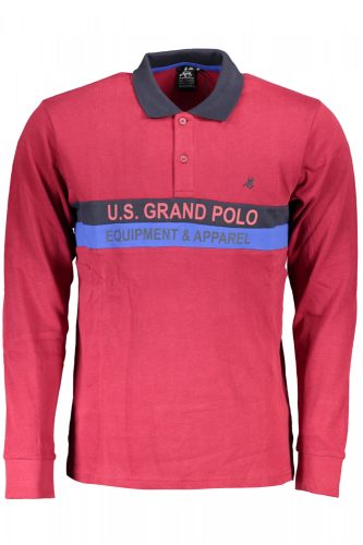 US Grand Polo férfi piros galléros hosszú ujjú felső